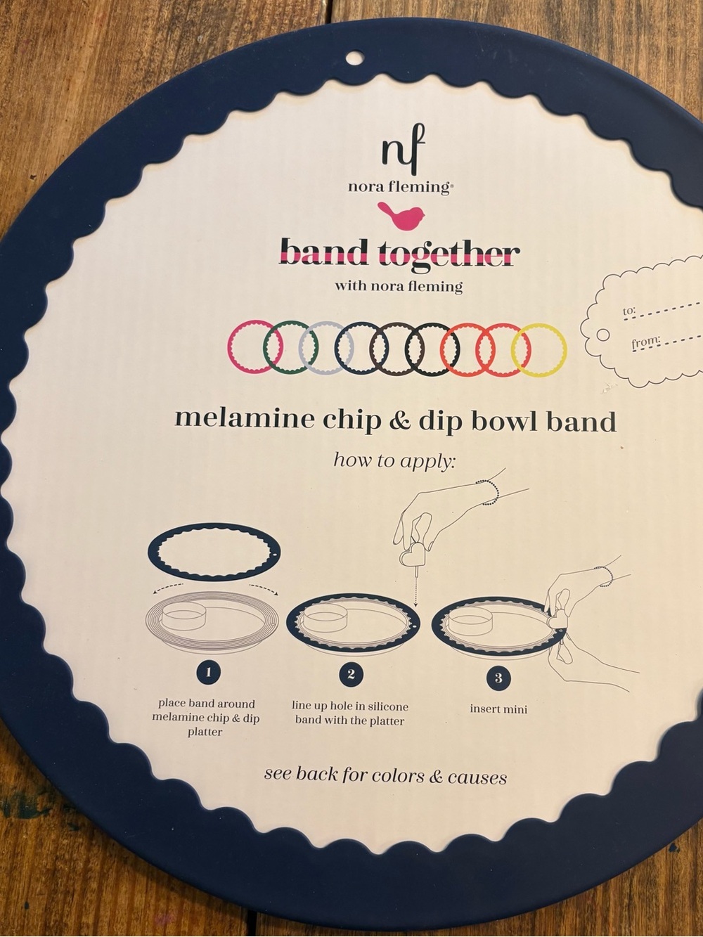 Nora Fleming Navy Chip & Dip Bowl Band with 3 toppers. NIB! - Picture 2 of 6